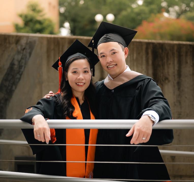 Le pictured with his wife, Phuong Anh Phan, who recently graduated with Summa Cum Laude honors.
