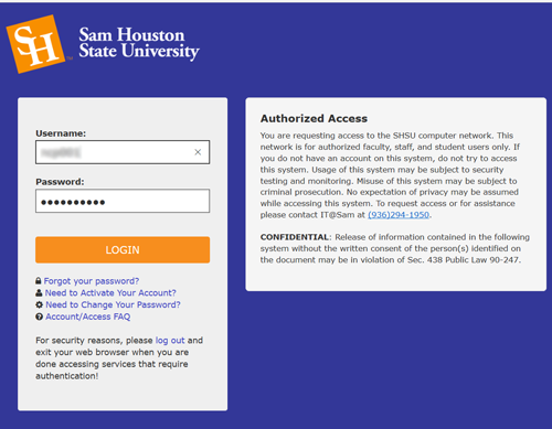 SHSU SignIn