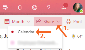 Share Calendar OWA Select Share and Calendar