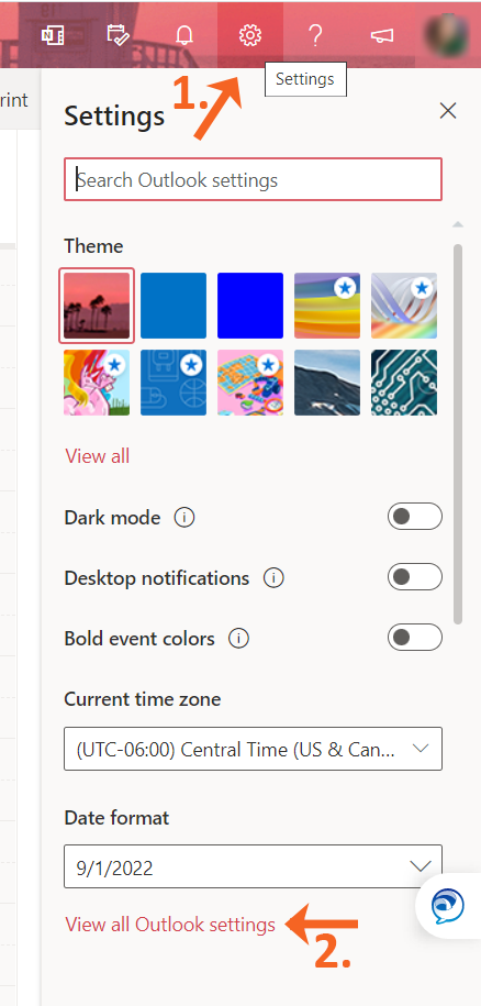 Settings Tool OWA Settings View All