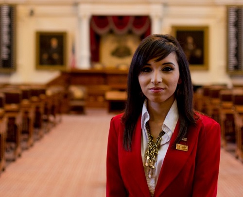 Jessica Rodriguez-Wahlquist in 2013 visiting the House Chambers as an SHSU Political Science Junior Fellow.
